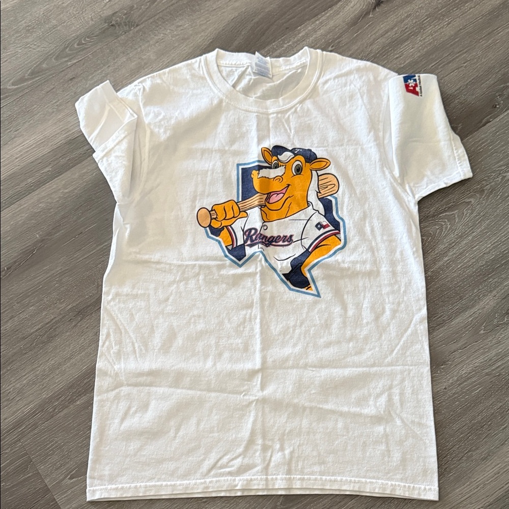 Kids White Graphic Tee with Mascot Design